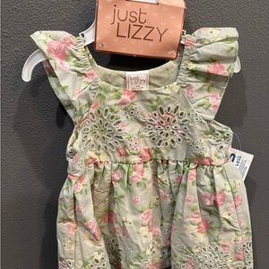Floral Kids Casual Dress - Green and Pink